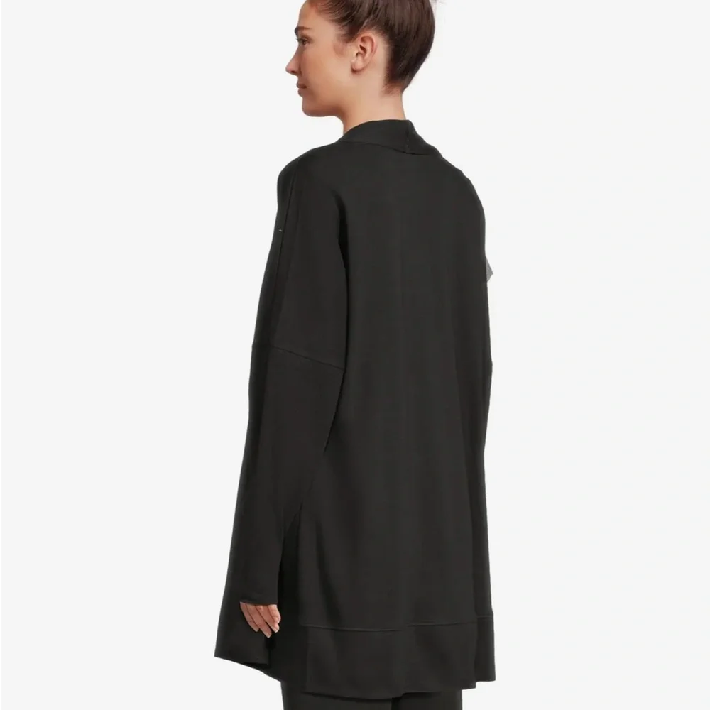 PACT Organic Cotton Airplane Wrap Cardigan Black Open Front Pockets‎ Capsule